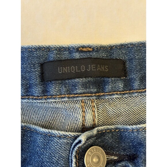 Uniqlo Jeans Mens 33x30 Kaihara Slim Straight Blue Denim Pants Medium Wash - Picture 7 of 13